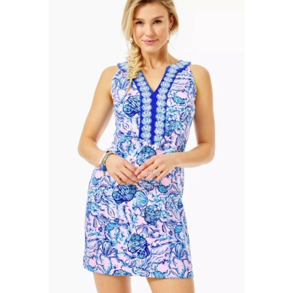 Lilly Pulitzer Santanita Shift Tank Dress Sz M Cotton Tropical Vacation